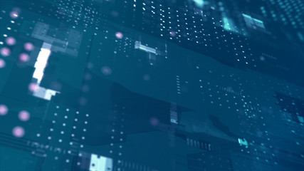 3d render. Data technology abstract futuristic illustration . Low poly shape