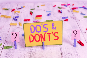 Text sign showing Do S And Don T S. Business photo text Confusion in one s is mind about something...