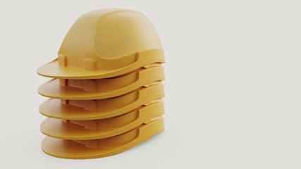 Orange helmet for builder worker. White background isolate.