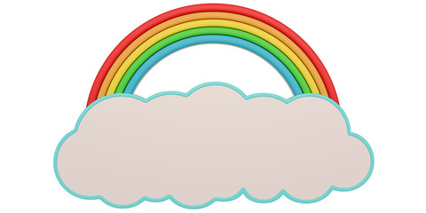 Rainbow and clouds Isolated on white background. 3d illustration