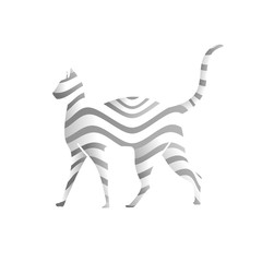 creative Cat drawn with wave lines pattern art vector illustration