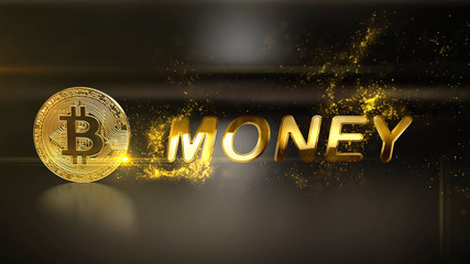 Golden business text with gold particle on a luxury background