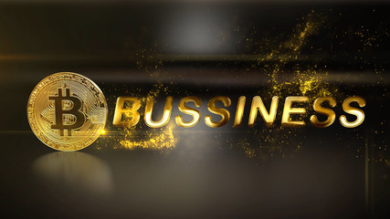 Golden business text with gold particle on a luxury background
