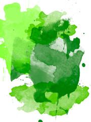 Green watercolor background for a beautiful design of cards, letterheads, labels.