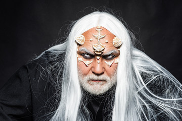 Tree spirit and fantasy concept. I got power in spell. Alien with dragon skin and grey beard....