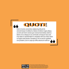 Illustration vector: typography design. Remark quote text box poster template concept. Blank empty frame citation. Quotation paragraph symbol icon. Double bracket comma mark. Bubble dialogue banner.