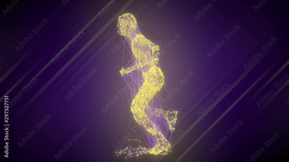 Leinwandbilder abstract running wire man in modern style. technology lines concept design. 3d rendering digital sea