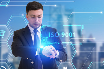 The concept of business, technology, the Internet and the network. A young entrepreneur working on...