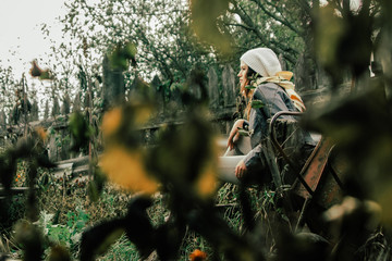 image of an old village yard. photo with space for text