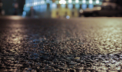 stone road in the city at night
