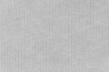 Plakat White natural texture of knitted wool textile material background. White cotton fabric woven canvas texture