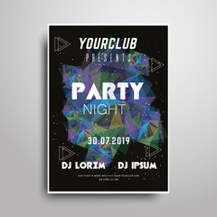 Party poster template.Night party vertical flyer sample