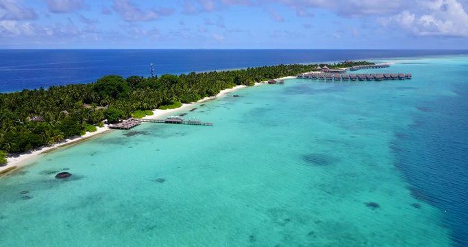 Island resort life in Samoa - honeymoon and romance destination of the world 4K aerial 