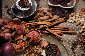 spices herbs seasoning condiment. food ingredient cuisine