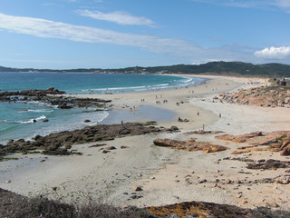 Wide and beating beach of the Atlantic Ocean, in northern Spain