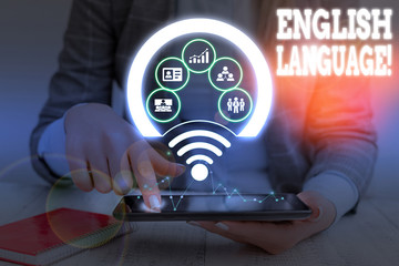 Handwriting text writing English Language. Conceptual photo third spoken native lang in world after Chinese and Spanish Picture photo system network scheme modern technology smart device