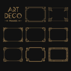 Set of Art deco borders and frames. Creative template in style of 1920s for your design. Vector illustration. EPS 10