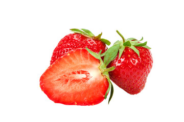 Fresh strawberries isolated on a white background