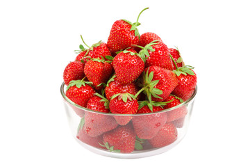 Fresh strawberries in a bowl isolated on white background