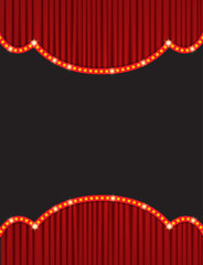 Background with red curtain. Design for presentation, concert, show