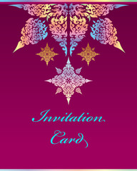 Vector of invitation card template, background and frame border. Multicolor Elegant Thai art floral illustration design