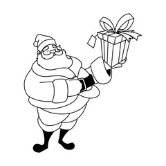santa claus with gift box on white background