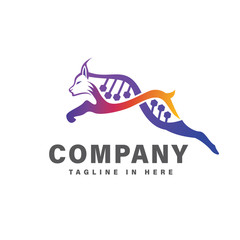 Jump wild cat genetic logo design inspiration