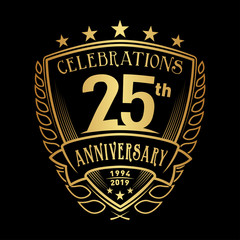 Fototapeta premium 25th shield anniversary logo. 25th years logo. Vector and illustration.