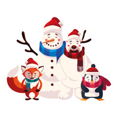card of christmas with cute animals in white background