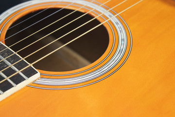 Obraz premium Acoustic guitar on isolated background, musical instruments.
