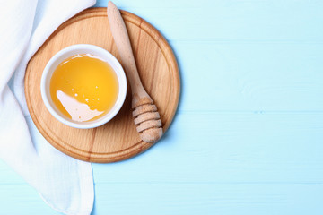 Honey on the table top view.
