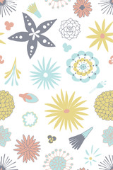 Mid Century Cactus Flowers seamless repeat