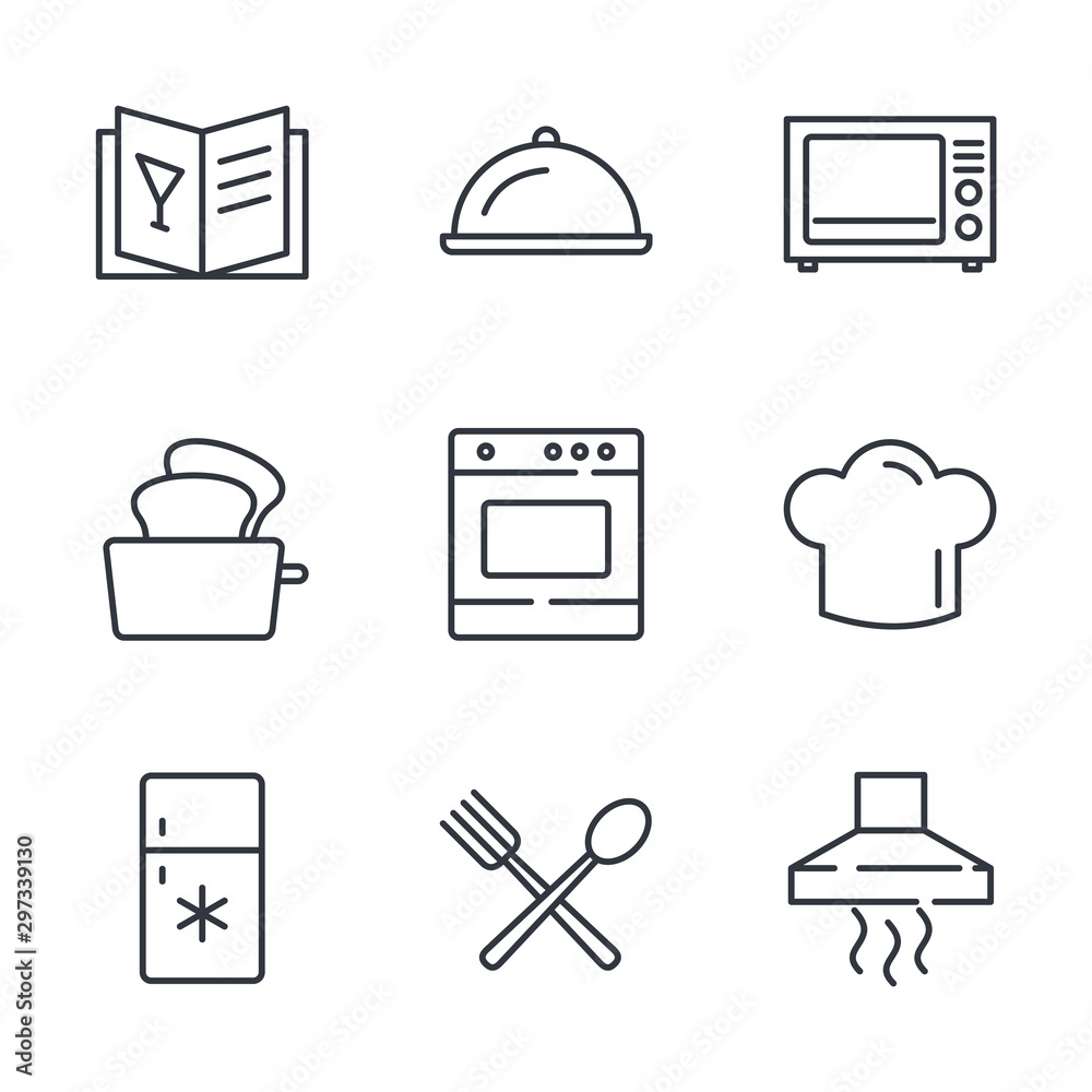 Poster kitchen set icon template color editable. kitchen pack warning symbol vector sign isolated on white 