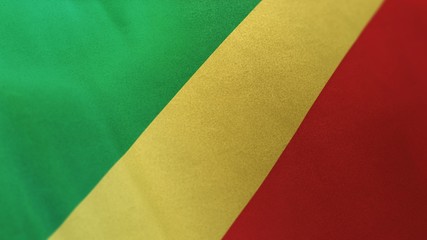 3D rendering of the national flag of Republic of the Congo waving in the wind. The banner/emblem is made of realistic satin texture and rendered in a daylight situation. 