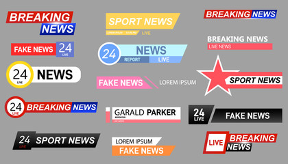 Obraz premium Set of TV news bars. News sign, streaming video. 