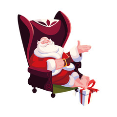 santa claus sitting on sofa in white background