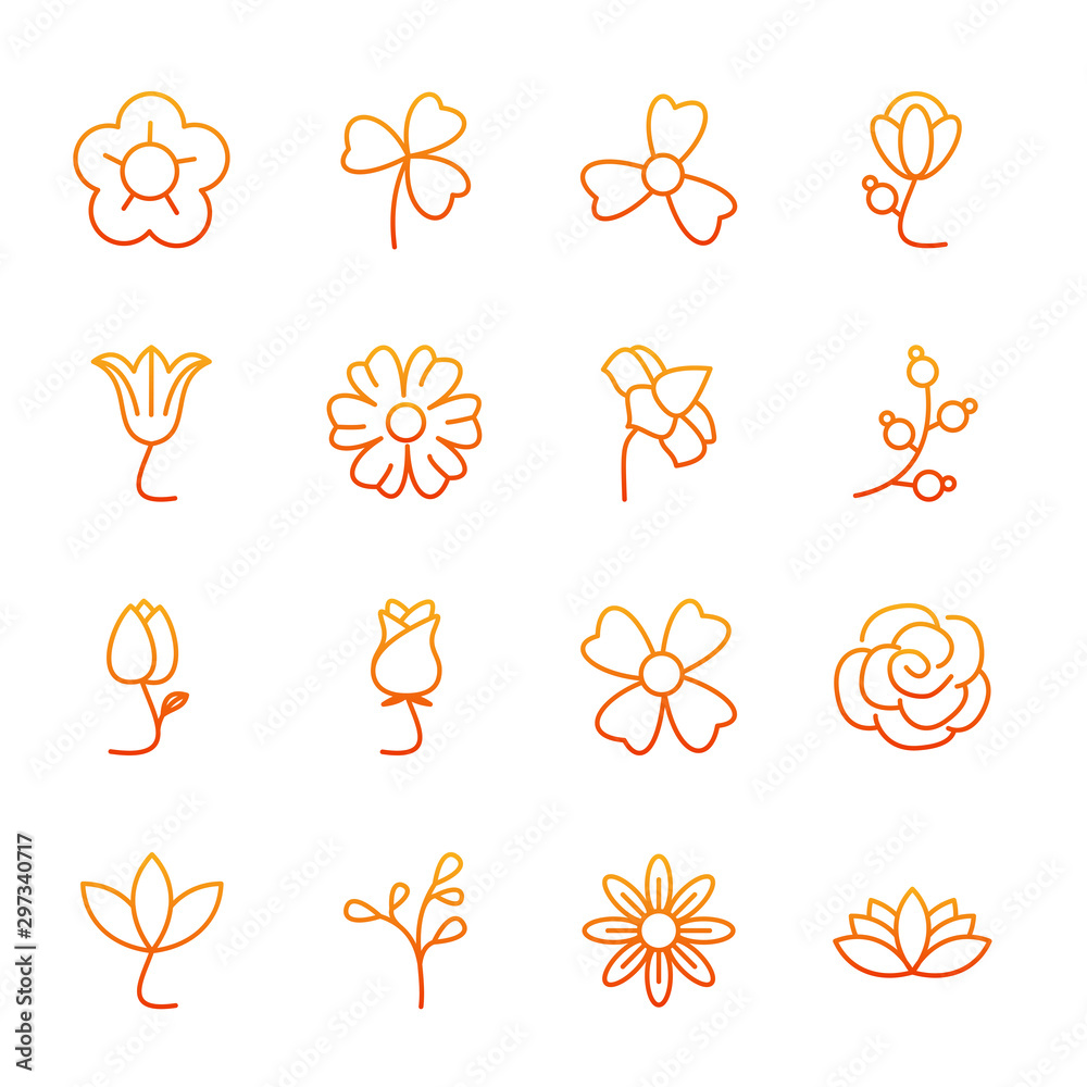 Poster flower set icon template color editable. flower pack symbol vector sign isolated on white background