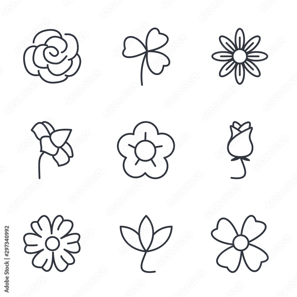 Poster flower set icon template color editable. flower pack symbol vector sign isolated on white background