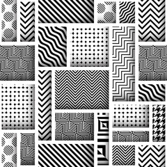 Paper cut shapes design pattern. Seamless vector pattern. Patchwork block layered style.
