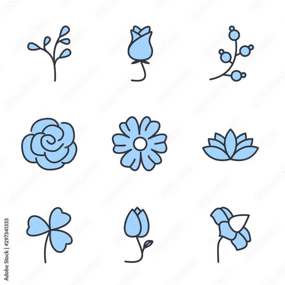 Aufkleber flower set icon template color editable. flower pack symbol vector sign isolated on white background