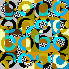 Fototapeta na wymiar Seamless pattern. Circles pattern in geometric collage style. Vector image.