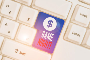 Text sign showing Game Night. Business photo text usually its called on adult play dates like poker...