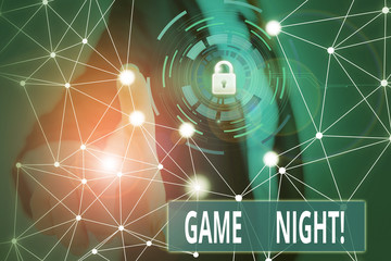 Writing note showing Game Night. Business concept for usually its called on adult play dates like...