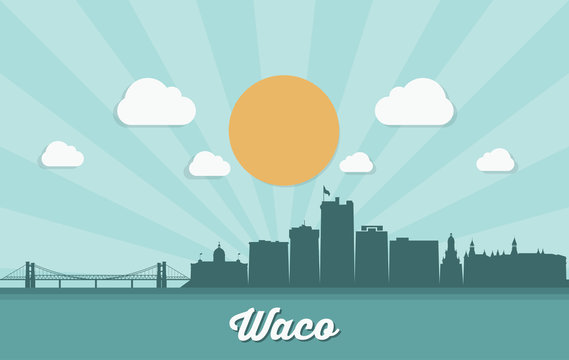 Waco Skyline - Texas, United States Of America, USA - Vector Illustration