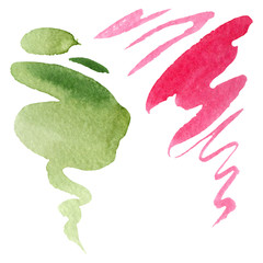 Abstract watercolor paper splash shapes. Watercolor background set. Isolated splash illustration element.