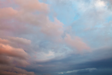 Stormy sky with clouds as background