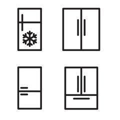 set of black fridge icon- vector illustration