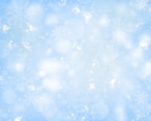 Naklejka na ściany i meble Blue blur abstract background. white bokeh light Christmas new year blurred beautiful shiny lights and snowflake use wallpaper backdrop and your product.