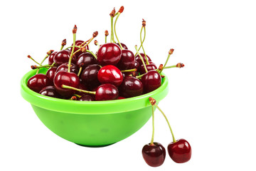 Ripe sweet cherry isolated on white background