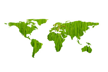 Ecology concept,eco world map made of green leaves